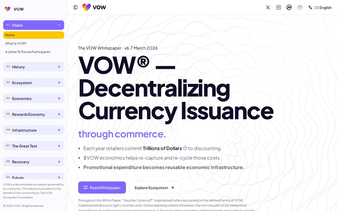 VOW Whitepaper website screenshot